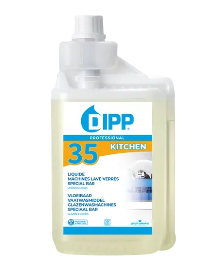 DIPP 35 VLOEIBAAR VAATWASMIDDEL GLAZENWASMACHINES SPECIAAL BAR 1L DOSY (1,14K)